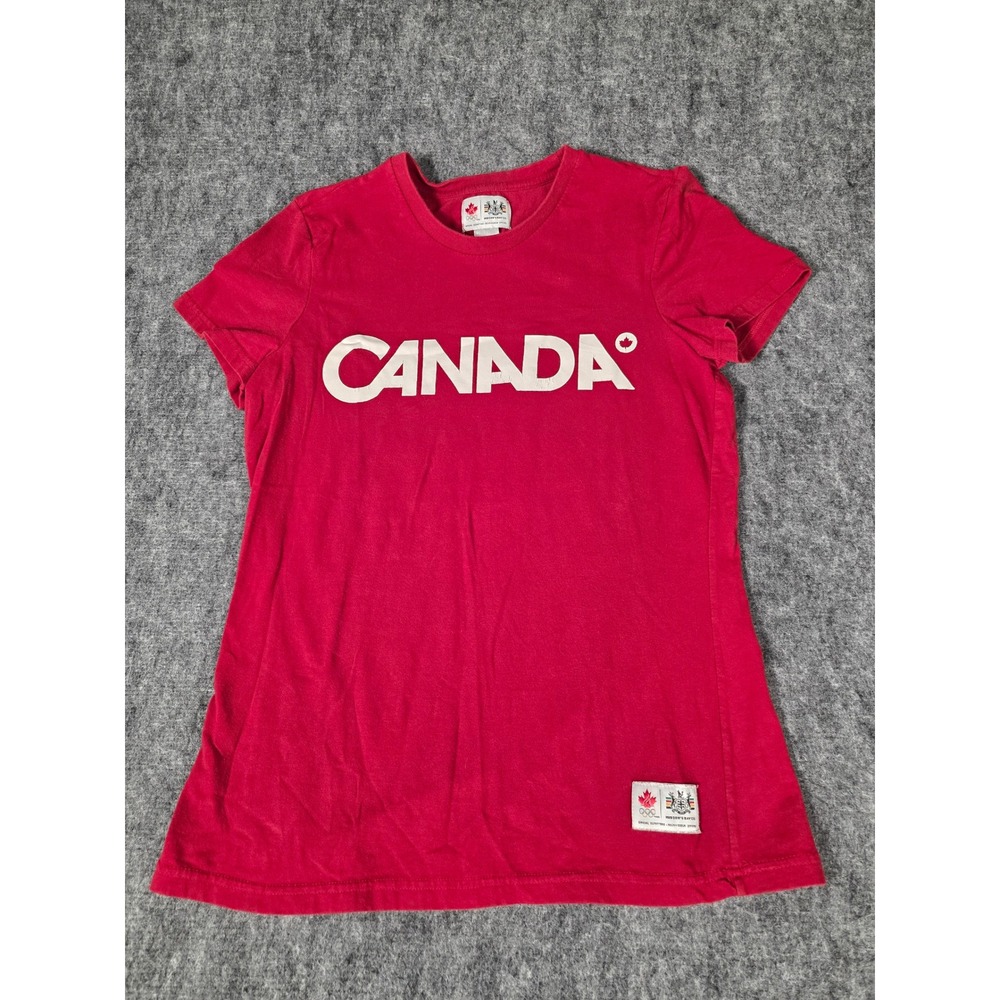 Team Canada Olympic Shirt Womens Large Red Hudsons Bay Company Graphic Crew Tee